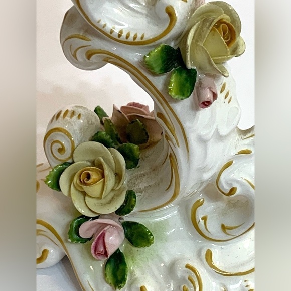 Vintage Kammer and Kramer Rose Porcelain Candlestick Germany KSK - Picture 11 of 12